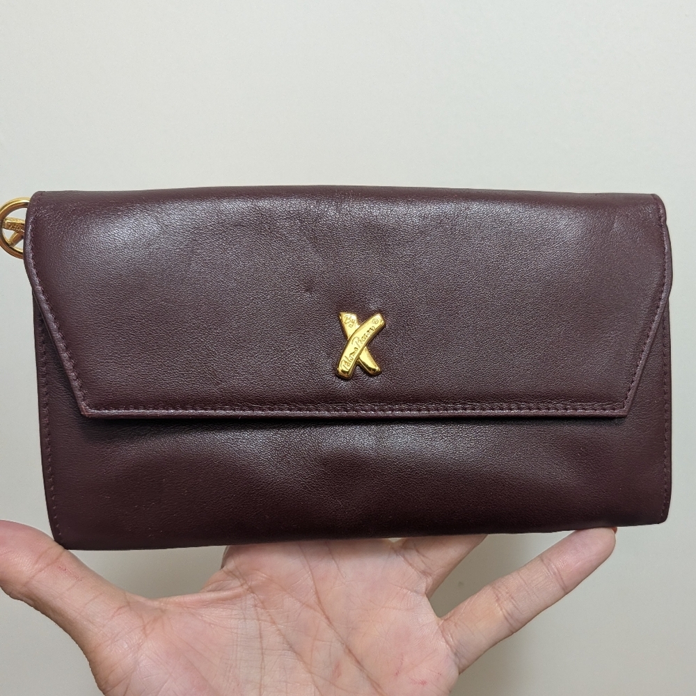 Paloma Picasso Burgundy Leather Uniser Long Wallet NEW